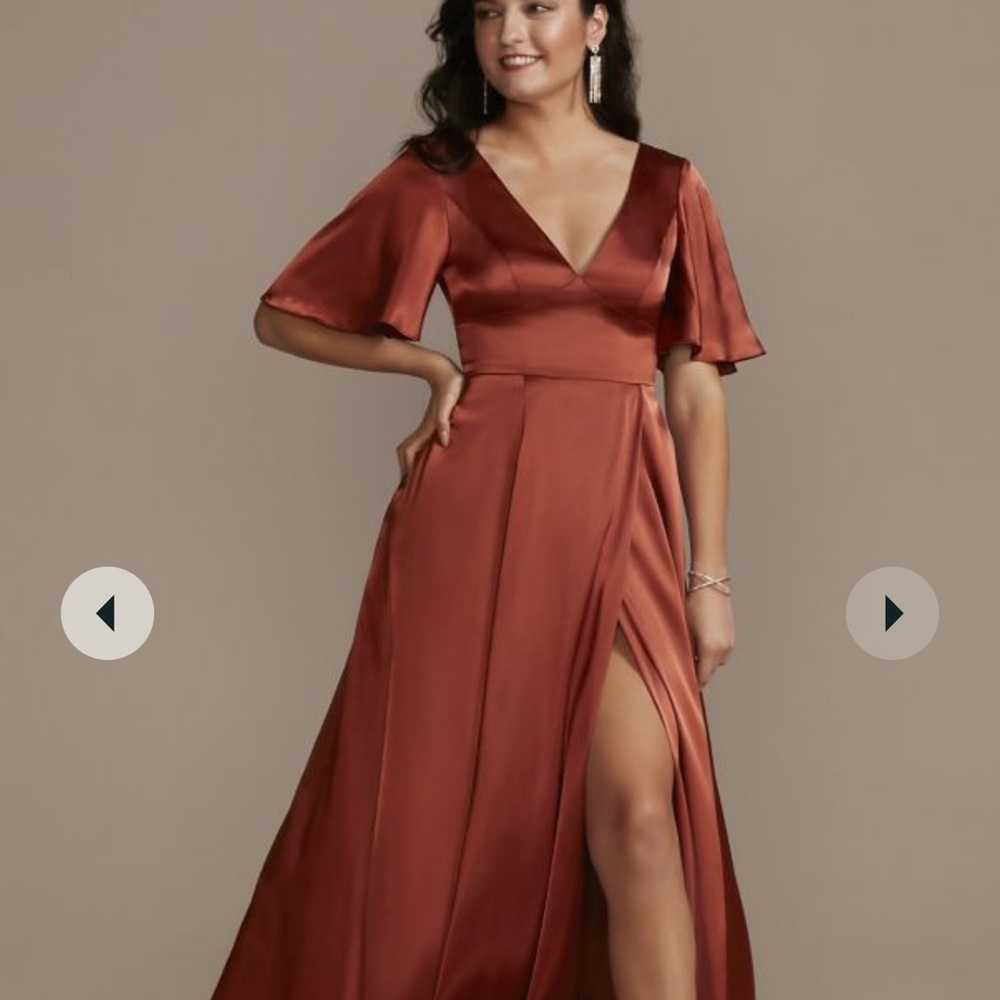 Galina Signature “charmeuse flutter-sleeve a-line bridesmaid dress” Plus size